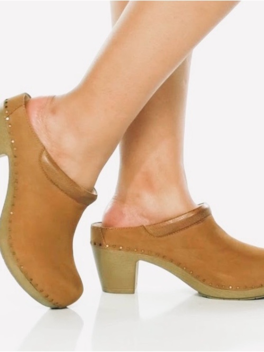 Dansko Women’s Tan Leather Heel Clogs with Stud Accents